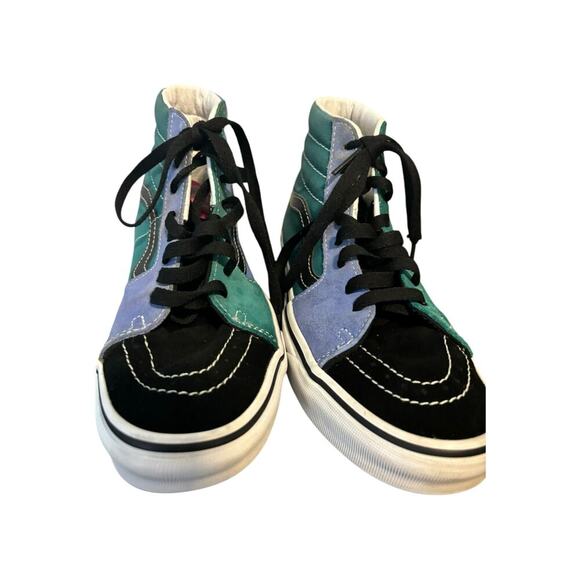 Vans SK8-Hi Womens 7 Suede Blue Green Black Yellow White pre owned - Picture 6 of 13